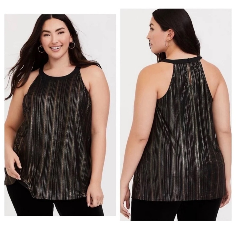 Torrid Black & Gold Stripe Goddess Tunic
